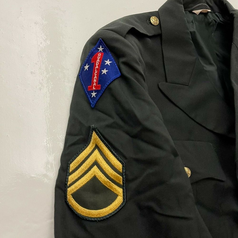 US‎ Army GUADALCANAL Staff Sergeant Men's Military Army Green Jacket Coat 42R